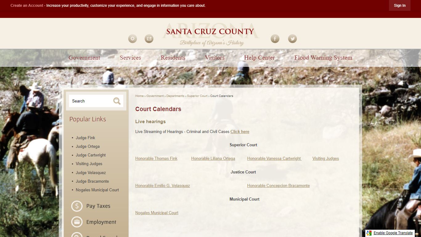 Court Calendars | Santa Cruz County, AZ - Official Website